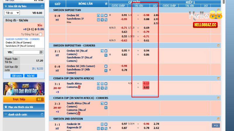 Kèo rung Tài xỉu