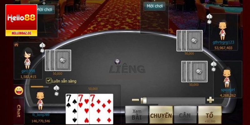 Ván bài liêng diễn ra với quy các thao tác và vòng cược nhanh chóng