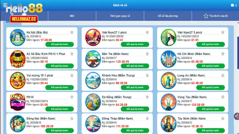 Xổ số siêu tốc tại Hello88 siêu HOT